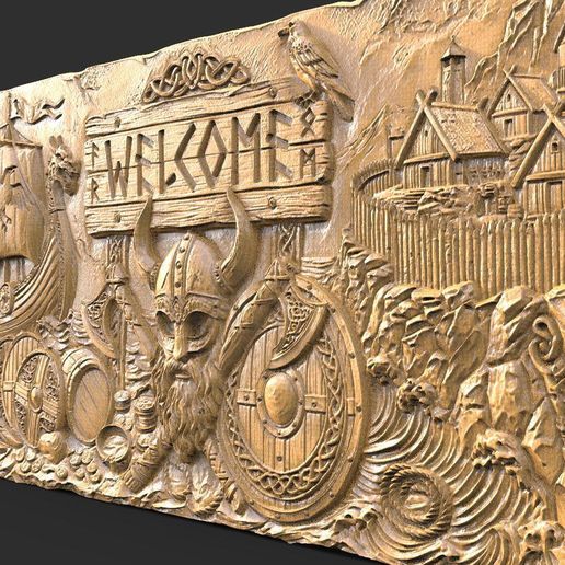 💀 Viking welcome sign CNC・ STL File for 3D printing and CNC machining ...