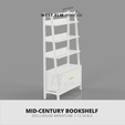 WEST-ELM-MID-CENTURY-BOOKSHELF.png Miniature Bookshelf, 3D Print Dollhouse Bookshelf, Mid-Century Bookshelf for Dollhouse, 3D Model, Dollhouse 3D Print File