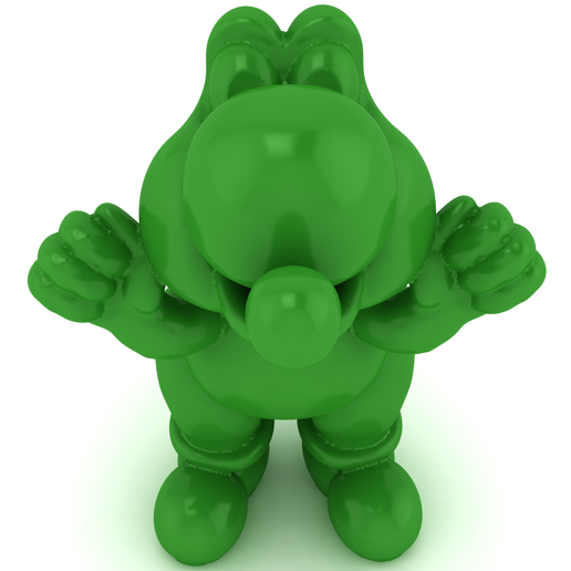 3D Green Cartoon Character with Red Accent