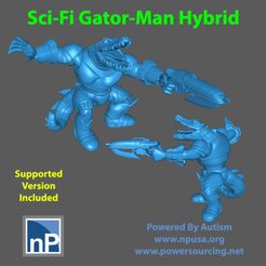 SciFi_Gator_Man_01_00a.jpg Archivo 3D gratis SciFi Gator-Man Hybrid 01・Plan para descargar y imprimir en 3D, np-dev