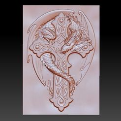 dragonCross1.jpg Fichier STL gratuit dragon sur la croix・Modèle pour imprimante 3D à télécharger