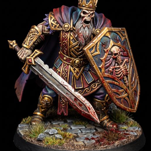 Skeleton King – Fantasy Miniature STL (32mm Tabletop RPG)