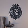 wall-art-22.png Lion Head Crown Head wall decoration 2d wall art