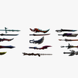 SwordsWithWireframe.png 15 Stylized Sword Models Pack 1 - Low Poly