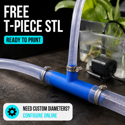 Custom Pipe T-Piece – Free Parametric STL