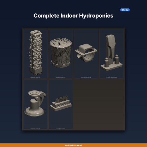 Complete Indoor Hydroponics - 6-Model STL Bundle