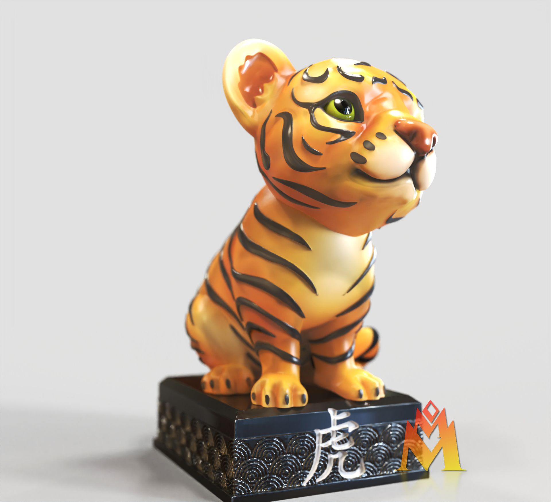 Year-of-TigerA.jpg Download STL file 2022 Year of the Tiger -Good Luck Sculpture -2022 Tiger -Lunar new year • 3D print model, adamchai