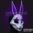 Neon_White_Neon_Violet_Mask_3D_Print_Model_STL_File_03.jpg Neon White Cosplay Mask - Neon Violet - Japanese Kitsune