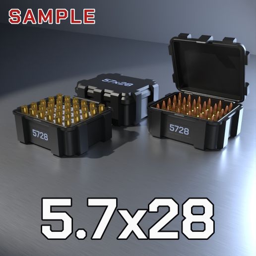 ABOX AMMO BOX FN 5.7x28mm AMMUNITION STORAGE 30 ROUNDS CRATE ORGANIZER 5.7x28 3D model by ildarcheg