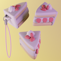 shortcakekeychain.png Strawberry Short Cake Keychain / Phonestrap Charm
