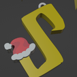 S-Llavero.png HARRY POTTER STYLE LETTER S WITH CHRISTMAS HAT + KEYCHAIN