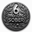 6-month-2.png 6 Monate nüchtern Nüchternheit Herausforderung Münze