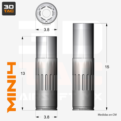 Mini4.png 3DTAC / Mini4 Airsoft Suppressor / 2 Modelle enthalten