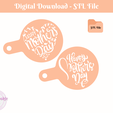 happy-mothers-day-stencils.png Mother's Day Stencil for Cookies, Cupcakes and Coffee, Digital STL File, Instant Download, Pack of 2 Stencils, 80mm