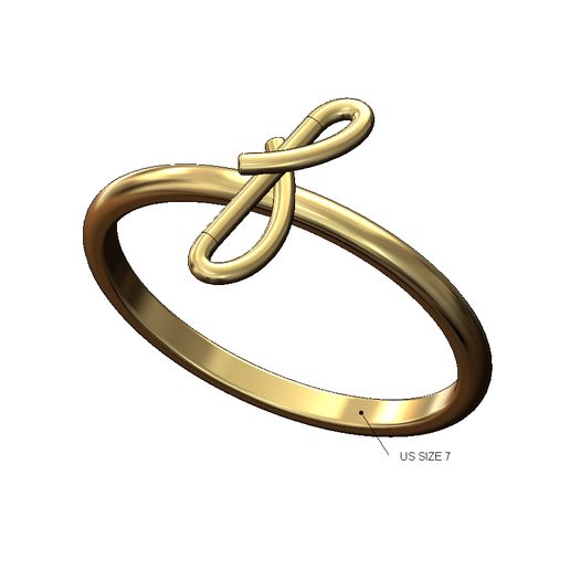 F  letter initial 3d lowercase wire stacker ring US size 7 3D print model