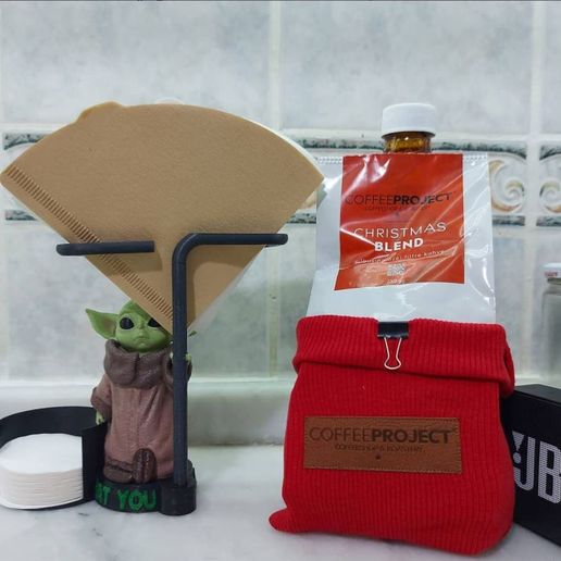 Baby Yoda Holding V60 Filters 3D model