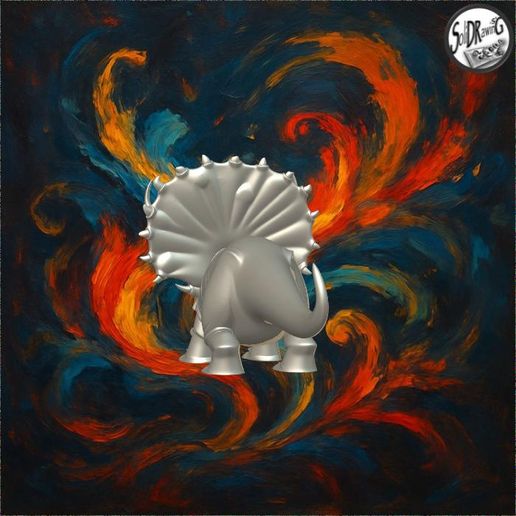 jpg_frame_06.jpg Modèle stylisé du dinosaure agressif Triceratops - SoliDRawinGs SG1789