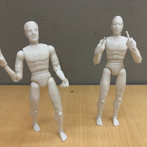 posable figure with flange-less joints with interchangeable heads and hands 3D model