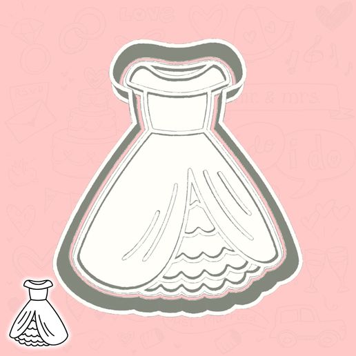Wedding Day cookie cutters - wedding dress (style 1)