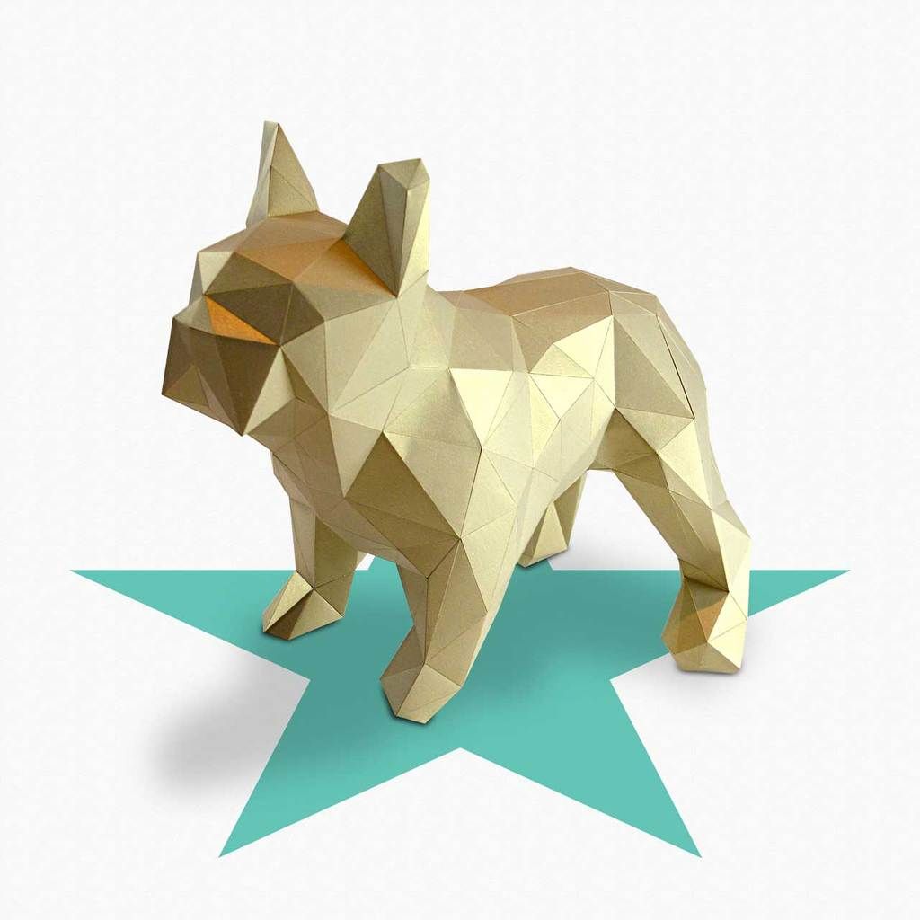 dodo-gold3_display_large.jpg STL-Datei Dogo - DIY folding kit for a beautifull geometric low poly diamond style French Bulldog kostenlos・3D-Druck-Idee zum Herunterladen, Cerragh