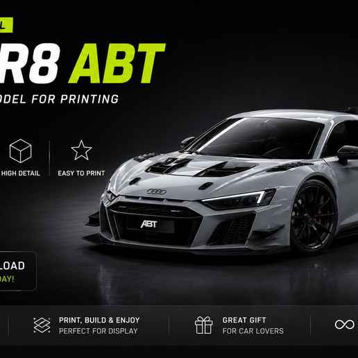🚗 Audi R8 ABT Inspired 3D Printable Car Model – Premium Home Decor STL ...