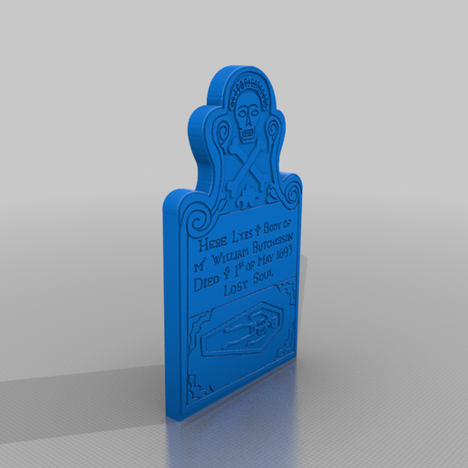 Tombstone_HocusPocus_WilliamButcherson.png Free STL file Billy Butcherson Tombstone (Hocus Pocus)・Design to download and 3D print, malamaker