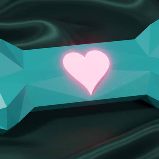 low_poly,-bone,-heart.png Низкополигональная кость с сердцем - 3D печатаемое подарочное украшение