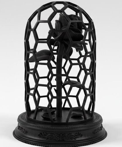 Voronoi Encased Rose - Elegant Gothic Table Decor