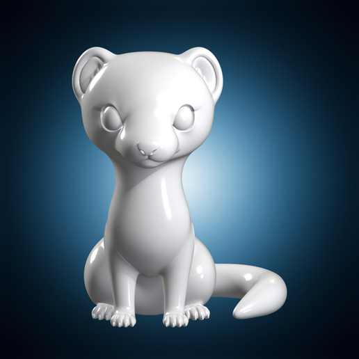 Cute Weasel Figure Animal Sculpture 3D Print Model