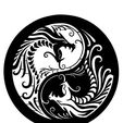 dragon.jpg White and Black Yin Yang Dragons Classic Round Wall Art Sticker