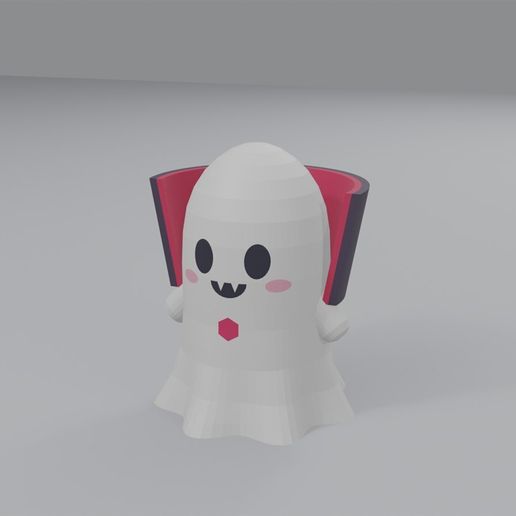 Vampire Ghost - Cute Kawaii Halloween Ghost Figurine, Multicolour, No Supports - STL + 3MF