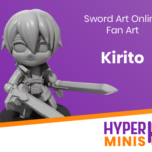 Chibi_Kirito.png Descargar archivo STL gratis Chibi Kirito • Diseño imprimible en 3D, HyperMiniatures