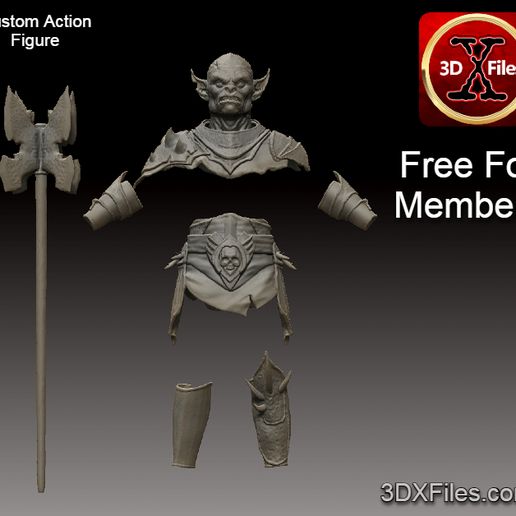 Goblin Warrior Custom Action Figure Armor and Headsculpt - 1/6 Scale - 3D Print File STL