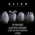 4-pack-CULTS3D.jpg 3D PRINTABLE ALIEN 1979 COVENANT CLOSED AND OPEN EGG 4 PACK