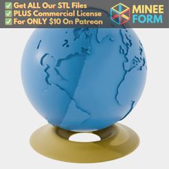 Floating-Globe.jpg Floating Globe Earth Educational Model for Geography Learning MineeForm FDM 3D Print STL File