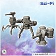 1-PREM.jpg Set of three futuristic turrets with energy cannons (1) - Future Sci-Fi SF Post apocalyptic Tabletop Scifi Wargaming Planetary exploration RPG Terrain