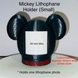 Mickey Lithophane Holder (Small) 50 mm litho Customizatlornaii example: Bottom area comes blank “ Holds one lithophane photo Mickey Lithophane Holder (small)