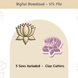 1.png Lotus Flower 02 Cutter for Polymer Clay | Digital STL File | Clay Tools | 5 Sizes Clay Cutters for Earrings