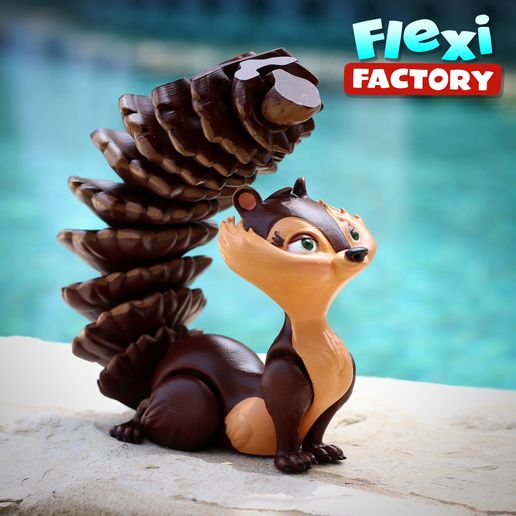 Flexi-Factory-Squirrel-04.jpg Fichier STL Écureuil à imprimer Flexi mignon・Design imprimable en 3D à télécharger, FlexiFactory