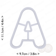 letter_a~4in-cm-inch-top.png Letter A Cookie Cutter 4in / 10.2cm