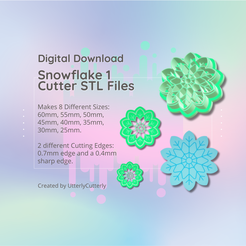 Cover-7.png Clay Cutter STL File Snowflake 1 - Christmas Earring Digital File Download- 8 sizes & 2 Cutter Versions, cookie cutter, christmas ornament