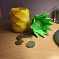 PineappleBank.jpg Fichier 3D Banque de pièces / boîte à ananas en poly bas・Objet pour impression 3D à télécharger