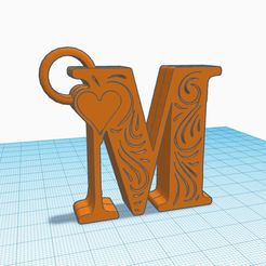 m.jpg STL file Letter M key ring・3D printing design to download