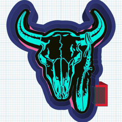 Bull-with-1-feather.png STL file Bull head with 1 feather・3D printer design to download