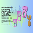 Cover-1.png Clay Cutter STL File Gardening Hand Fork- Gardening Earring Digital File Download- 8 sizes & 2 Cutter Versions, cookie cutter
