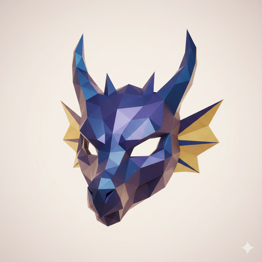 Low-poly dragon mask - Halloween, spooky, scary, horror, creepy, haunted, October 31, trick or treat, pumpkin, jack o’ lantern, jackolantern, ghost, skeleton, skull, zombie, witch, vampire, monster, mummy, Frankenstein 3D Model 3D model