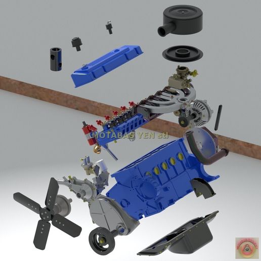 🌆 CHRYSLER SLANT SIX - ENGINE・ STL File for 3D printing・Cults