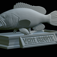 White-grouper-open-mouth-statue-40.png fish white grouper / Epinephelus aeneus open mouth statue detailed texture for 3d printing