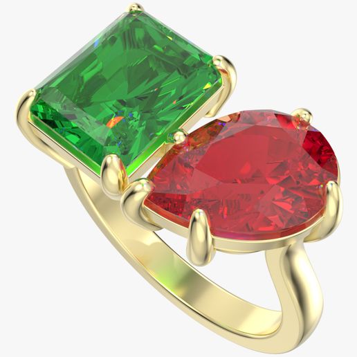 Cocktail Ring Design Emerald And Pear Shape-JCNP-02 3D Print Model 3D model