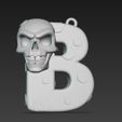 Skull-Themed-B-Letter-Keychain-3D-Print-File-22.jpg Skull-Themed "B" Letter Keychain 3D Print File